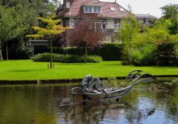 Pond beside house